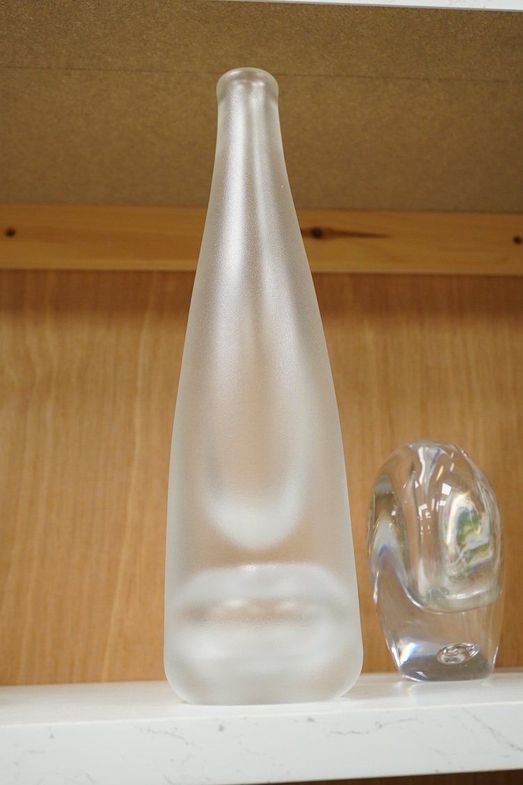 A Göran Wärff (1933-2022), for Kosta Royal art collection frosted bottle vase and a Scandinavian glass vase, largest 31cm high